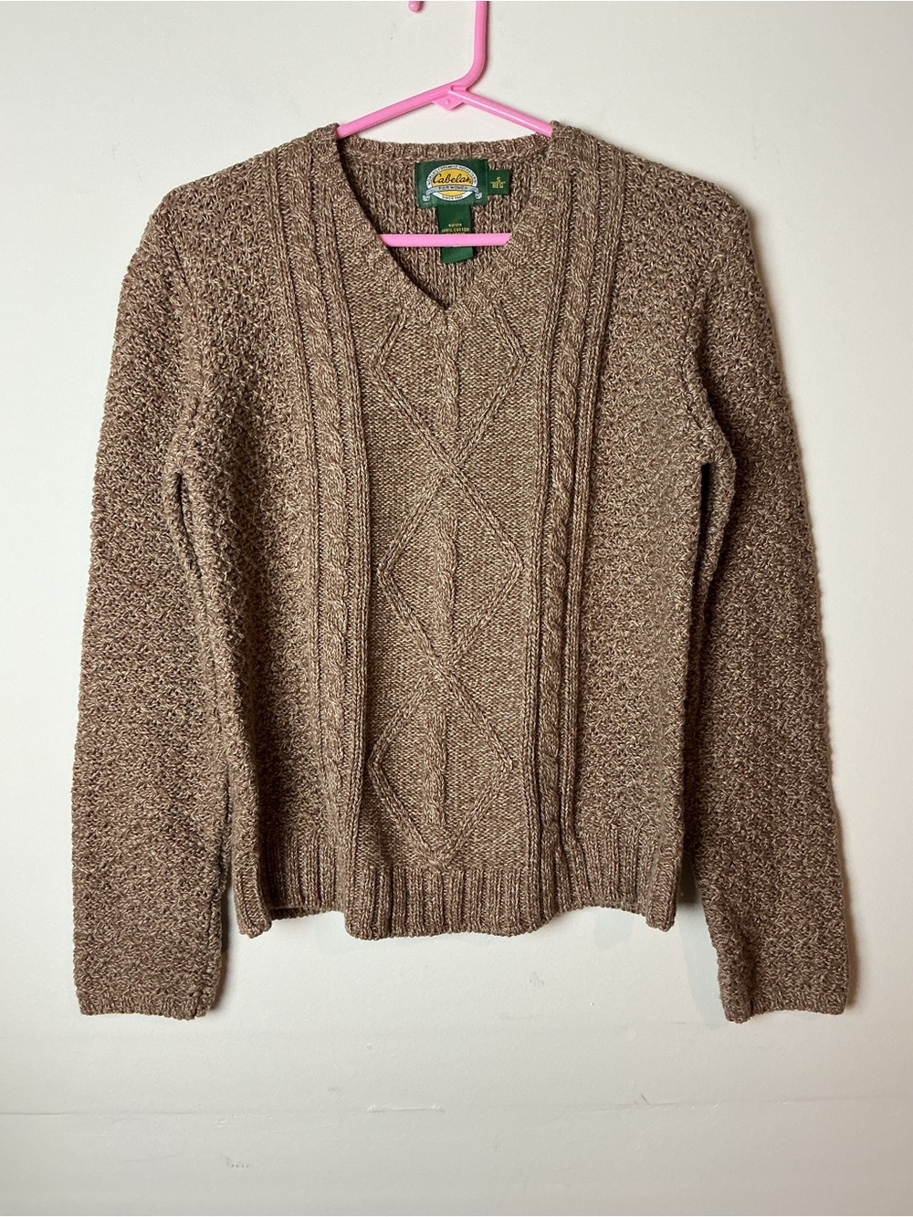 Vintage Cabela’s For Women Cable Knit Sweater Brown Size S Cotton Cottage